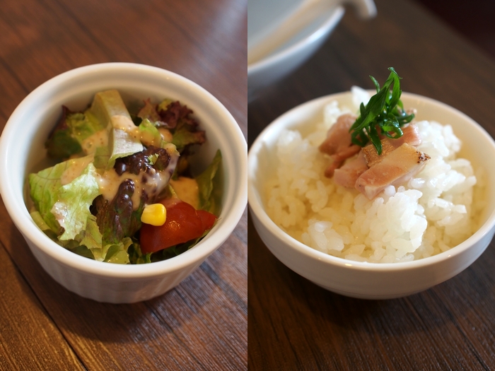 ガチ麺道場 サラダとライス